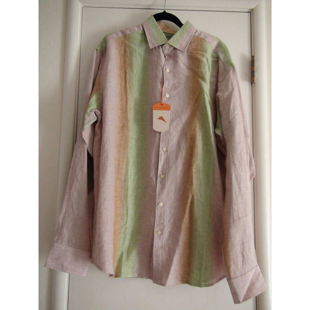 Tommy Bahama La Loca Sweet Pickle Stripe Linen Shirt